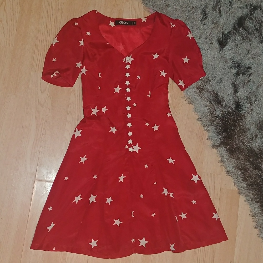 Asos Red Star Print Tea Dress